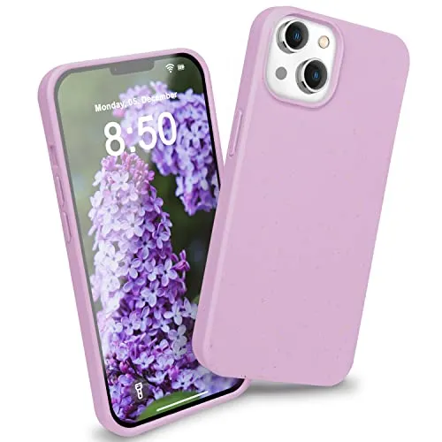 NALIA Bio-Schutzhülle kompatibel mit iPhone 14 Hülle, Nachhaltig Ökologisch Eco-Case, Silikon-Alternative, Kratzfest Anti-Fingerabdruck Natur Handyhülle Cover Dünn, Recycling Upcycling, Farbe:Lila
