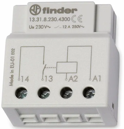 Finder Serie 13 Zusatzrelais 1 Kontakt 230 V - Elektromechanisches Relais mit 1 Kontakt, ideal für die Steuerung von Wechselstromanwendungen und zuverlässige Schaltvorgänge.