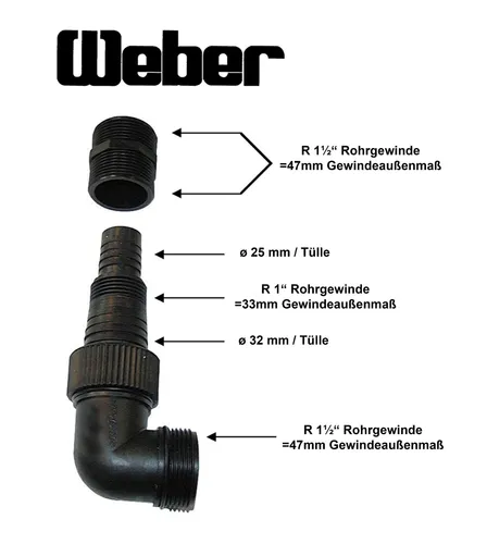 GÜDE Pumpenanschluss Stutzen Set 1½