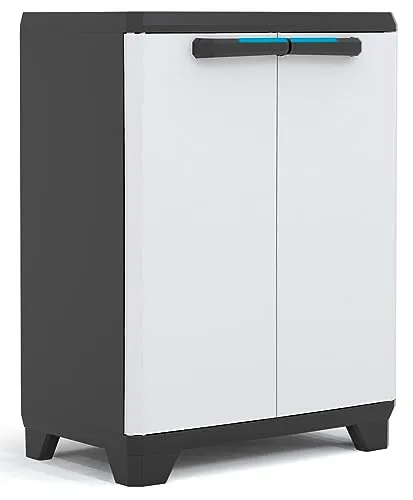 Ondis24 Kunststoffschrank Royal niedrig - abschließbarer Multifunktionsschrank - Aufbewahrungsschrank aus hochwertigem Kunststoff, schnell und werkzeuglos in 10-15 Minuten montierbar, ideal für Ordnung und Sicherheit.