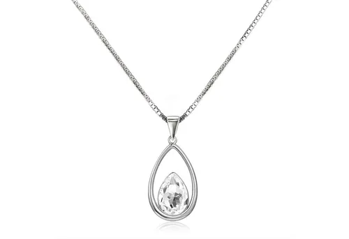 Schöner-SD Kette mit Anhänger Damen Halskette 925 Silber Tropfenanhänger mit Tropfen Kristall, mit Markenkristall