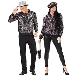 W WIDMANN MILANO Party Fashion Bomberjacke - Kostüm-Oberteile für Erwachsene, mit bunten Pailletten für atemberaubendes Funkeln auf der Tanzfläche - ideal für Partys und Festivals.
