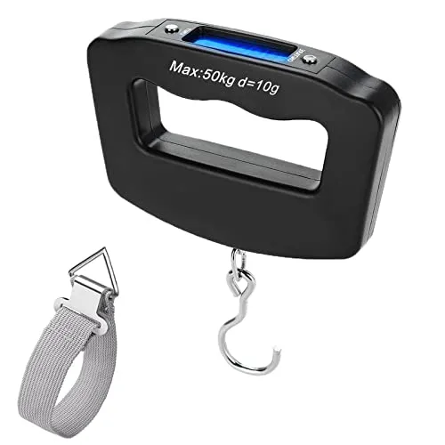 Gepäckwaage 50 kg - Elektronische Hängewaage mit LCD-Display - Praktische Gepäckwaage für Reisen, leicht, tragbar und mit Hintergrundbeleuchtung für einfache Ablesbarkeit, vermeidet Übergepäckgebühren.