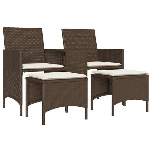 vidaXL Gartensofa 2-Sitzer mit Tisch und Hockern