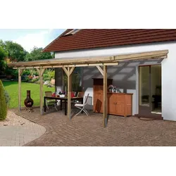 Terrassenüberdachung Weka Turin Gr. 5 - 704x306 cm - Kesseldruckimprägniert für optimalen Schutz, ideal für gemütliche Stunden im Freien. Kategorie: Markisen & Terrassenüberdachungen.