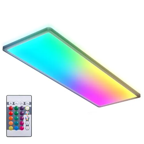 LED Panel 58x20 cm - 22W, dimmbar mit Fernbedienung, RGBW - Schwarz - Lampen: Ultraflaches RGBW LED Panel mit 3000lm Helligkeit und stufenloser Dimmfunktion per Fernbedienung, ideal für stimmungsvolle Beleuchtung in jedem Raum.