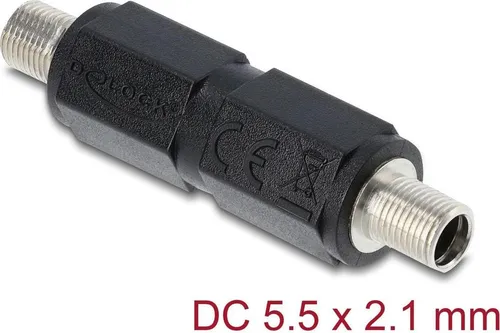 Delock Hohlstecker Adapter DC 5,5 x 2,1 mm Buchse auf Buchse mit Gewinde gerade