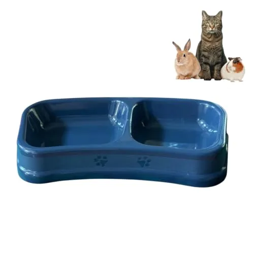 PARENCE. Doppelter Futternapf 24 x 12 x 4 cm für Katzen – Futterstation mit Zwei Fächern – Platzsparend – Doppelschale für Trockenfutter und Wasser – Zufällige Farbe