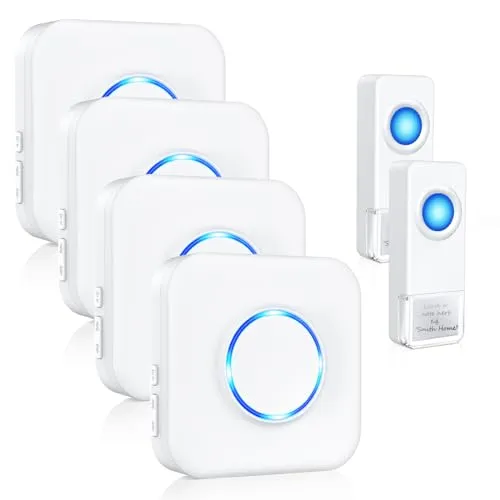 BITIWEND Funkklingel Kabellose Türklingel Funk klingel Set Aussen Wasserdicht IP55 Haustürklingel 400m Reichweite Plug-in Doorbell Haustür Klingel Kit 58 Melodien, 5 Lautstärkestufen, LED-Blitz