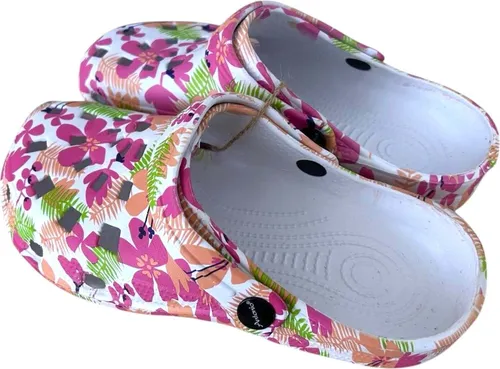 Damen Clogs Blumen » günstige Damenschuhe » Badeschlappen mit Blumenmuster » Sommer Garten Schuhe & Garten Schuhe » Badelatschen mit Riemen und Cut-Outs: Motiv 5 / 38-39 Motiv: Motiv 5 Schuhgröße: 38-39