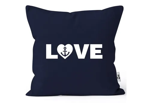 MoonWorks Dekokissen Kissenbezug Love mit Anker Motiv Liebe maritim Geschenk Moonworks®