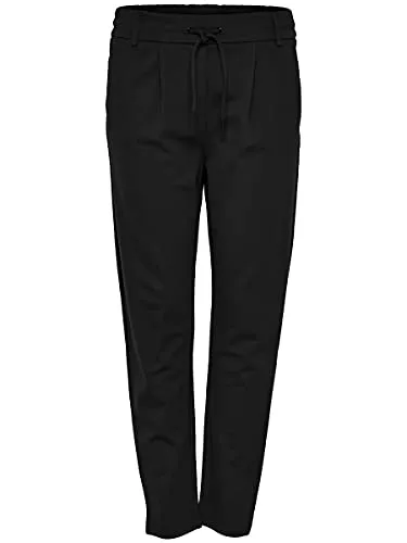 ONLY Damen Onlpoptrash Easy Colour Pant PNT Noos Hose - Schwarze Damen-Hose mit Kordelzugverschluss, ideal für lässige Outfits. Die Plissee-Details und Gürtelschlaufen sorgen für einen modischen Look.