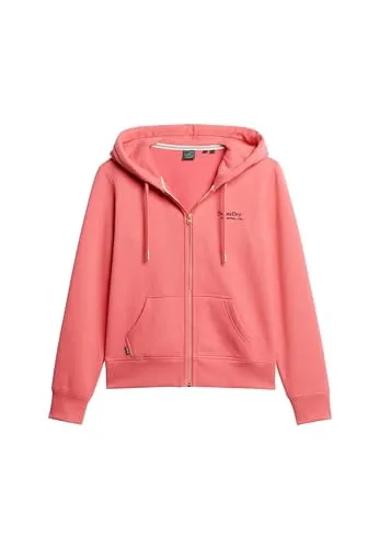 Superdry Damen Essential Logo Zip Hoodie Kapuzenpullover, Camping Pink,