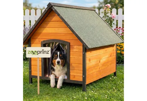 zooprinz Premium Hundehütte Luna - Wetterfestes Vollholz mit Öffnungsdach - Hundehütten aus hochwertigem Vollholz, witterungsbeständig und mit praktischem Dach zum Öffnen für einfache Reinigung. Ideal für draußen, in 2 Größen erhältlich.