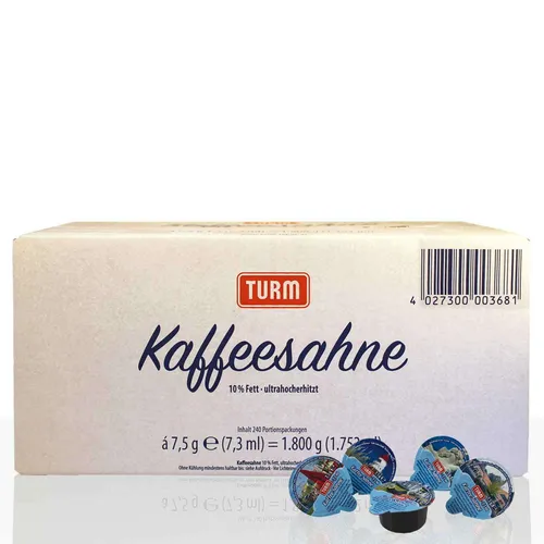 Kaffeesahne Turm Portionsmilch 240 Stk a 7,5 g, 10% Fett von Turm Kaffeesahne