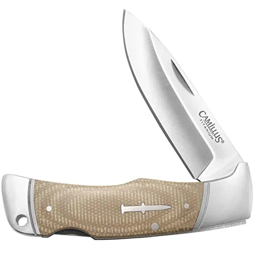 Camillus CLASSIC™ Taschenmesser mit Hosenclip - Hochwertiges Taschenmesser mit 8,3 cm Drop Point-Klinge aus 440 Stahl, rutschfestem Micarta-Griff und praktischem Gürtelclip – ideal für Outdoor-Aktivitäten und Survival.