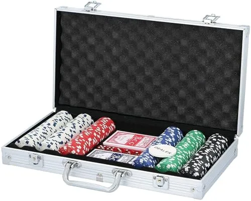 MaxiMondo Pokerset Komplett – Pokerkoffer mit 300 Pokerchips und Karten