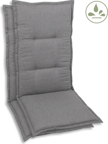 GO-DE Textil Sesselauflage Hochlehner 2er Set - Grau - Gartenmöbelauflagen mit hochwertiger Schaum-Vliesfüllung für optimalen Sitzkomfort. Das moderne Design wertet Ihren Außenbereich stilvoll auf und sorgt für entspannte Stunden im Garten.