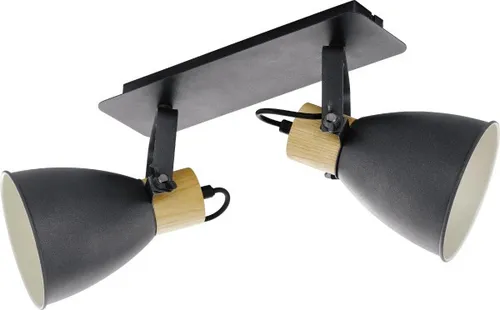 EGLO Deckenlampe Coswarth – Vintage 2-flammige Deckenleuchte - Deckenleuchte im Industrial-Design aus Stahl und FSC-zertifiziertem Holz, ideal für Vintage- und Retro-Looks. Perfekt für Wohnzimmer, Küche oder Flur. E27 Fassung, dimmbar, ohne Leuchtmittel.