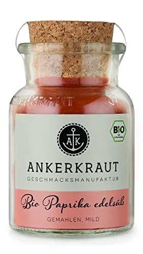Ankerkraut Bio Paprika edelsüß, Paprika-Pulver BIO kaufen, ein Must-Have in der Küche, 85 g im Korkenglas