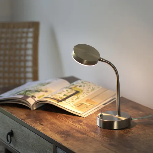 Produktbild Moderne LED Tischlampe rund silber drehbar