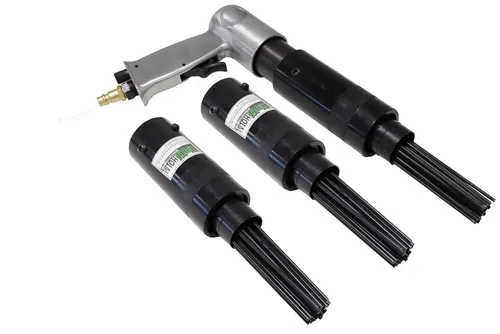 Druckluft Nadelentroster mit 2 Ersatzköpfen - Druckluftpistole zum effektiven Entfernen von Rost, Farben und Schweißschlacke. Ideal für Betonschalungen und Kesselreinigung mit 19 selbstanpassenden Nadeln.