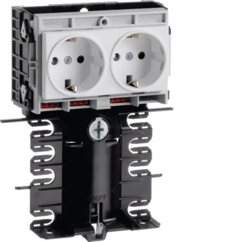 tehalit 2-fach Steckdose für SL 20x115mm, verkehrsweiß von Tehalit Geräteträger-Technikteil Geräteträger