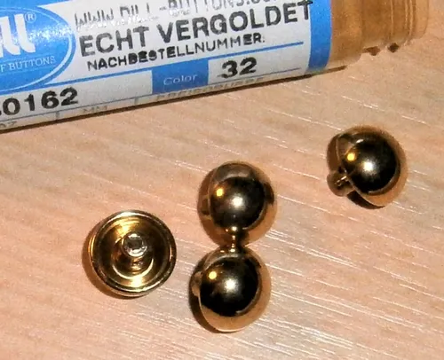 Knöpfe, Trachtenknöpfe, Stielknöpfe, vergoldet, 11 mm
