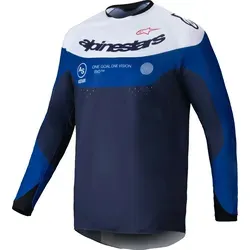 Alpinestars Pro-Dura Trikot - Dunkelblau/Hellblau/Weiß - XXL - Leichtes Enduro-Trikot für optimale Mobilität und Langlebigkeit. Atmungsaktive Konstruktion mit ergonomischem Design für Komfort im Gelände.