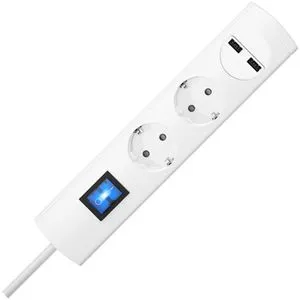 Kopp Steckdosenleiste UNOversal plus, 1,4m Kabel, 2-fach, 2x USB-A, in weiß mit Schalter