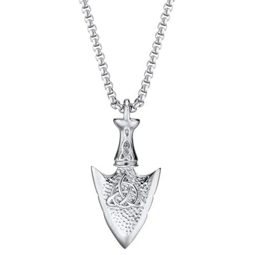 Karma NH11455758 Halskette Pfeilspitze Silber Herren Edelstahl 60 cm Kette Herrenschmuck Männer Herrenhalskette modern Geschenk für Ihn wasserfest hypoallergen Edelstahlkette (Silber)