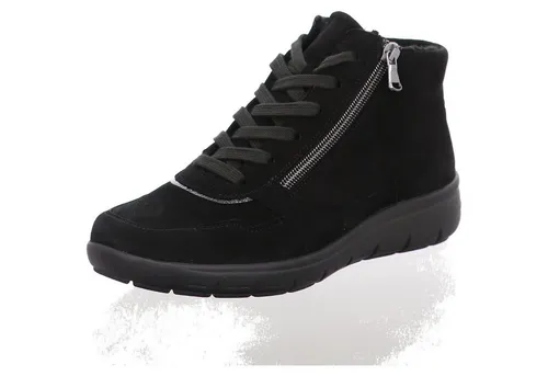 Semler Greta Stiefel – Ideal für Einlagen - Modischer Stiefel mit 2,5 cm Absatzhöhe in Schwarz, aus robustem Rauhleder. Praktische Schnürung und zusätzlicher Reißverschluss sorgen für einfachen Einstieg und optimalen Tragekomfort.