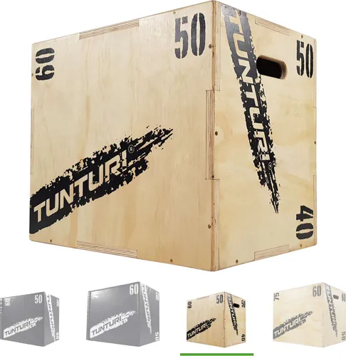 Tunturi Plyo Box - Verstellbare Sprungbox aus Holz - Sonstige Fitnessgeräte für ein intensives Plyo-Workout. Diese robuste Box ist auf drei Höhen einstellbar und eignet sich für Anfänger und Fortgeschrittene, um Kraft und Explosivität zu trainieren.