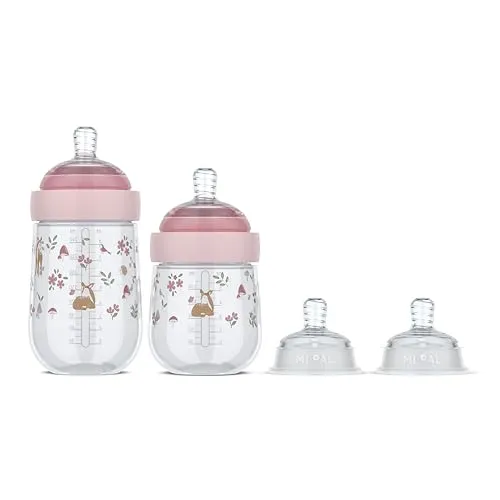 Mepal - Starterset babyflasche Mio Little Dutch - 3-teilig - Anti-Kolik Babyflaschen - Spiralförmiges Design verhindert Verstopfungen - Medizinisches Silikon - Fairy Garden
