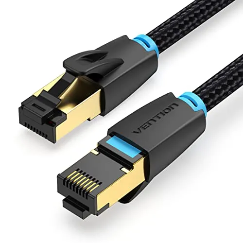 VENTION Cat 8 LAN Kabel 2M Netzwerkkabel Patchkabel Kurz Ethernet Kabel Lankabel 40Gbps Hochgeschwindigkeits 2000MHz S/FTP POE Gigabit RJ45 Vergoldeter für PS4/5, Xbox One, Router, TV, Switch, Modem
