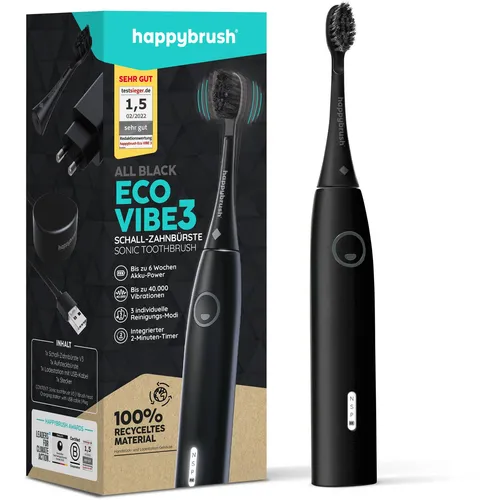 happybrush Schallzahnbürste Eco Vibe 3 All-Black von happybrush