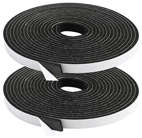wordmouk Schaumstoff Klebeband Selbstklebend Dichtungsband Selbstklebend 12mm(B) x 3mm(D) Selbstklebendes Moosgummiband für Fenster Tür, Zugluftstopper Schallschutz (2 Rollen je 4m lang) schwarz