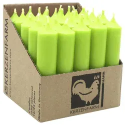 Stabkerzen aus Paraffin, 100/22 mm, Pastellgrün, KERZENFARM HAHN, Brenndauer ca. 4h, 25 Stück pro Verpackung