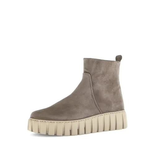 Gabor Plateau Stiefeletten Damen 32303938363634 Beige 38 EU - Moderne Gabor Stiefeletten in Beige mit hochwertigem Velourleder und seitlichem Reißverschluss. Bequeme, herausnehmbare Innensohle und flexible Laufsohle für optimalen Komfort im Alltag.