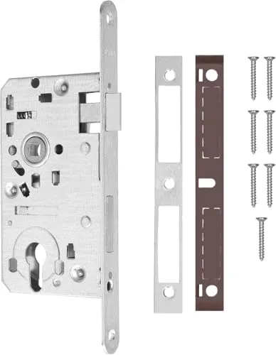 KOTARBAU® Einsteckschloss 72/55mm DIN Links Profilzylinder Türschloss Innentür mit Gegenplatte Verzinkt Stahl Rostfrei Einsteckschloss Gartentor Türschloss Haustür Torschloss Silber