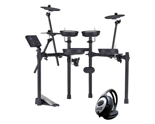 Roland TD-07DMK E-Drum Set mit Kopfhörer - Vielseitiges E-Drum Set für Einsteiger: 25 Kits, realistische Mesh-Pads, integrierte Coaching-Funktion und Bluetooth-Streaming. Ideal für leises Üben zu Hause.