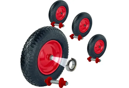 TRUTZHOLM Schubkarren-Rad 390x95 mm - 4er Set - Ersatzräder für Schubkarren, robust und belastbar bis 200 kg. Mit 4-lagiger Luftbereifung für optimalen Federungskomfort und Stabilität, ideal für den harten Einsatz.