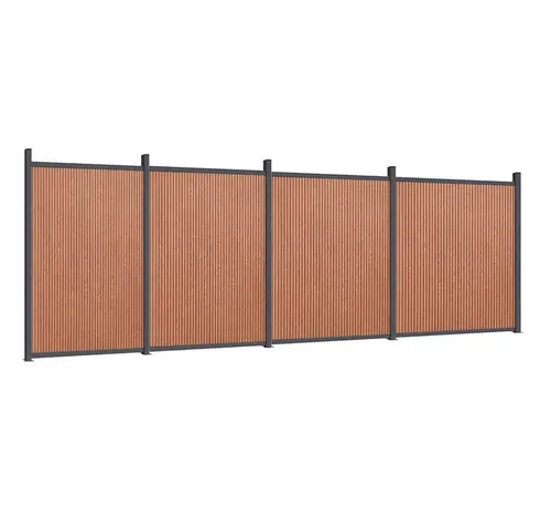 furnicato Zaun Brauner WPC Gartenzaun mit Aluminiumprofilen 699 x 186 cm - Hochwertiger WPC Gartenzaun für mehr Privatsphäre und Sicherheit. Wetterfest und langlebig, ideal für den Außenbereich. Einfache Montage durch Stecksystem und robuste Aluminiumprofile.