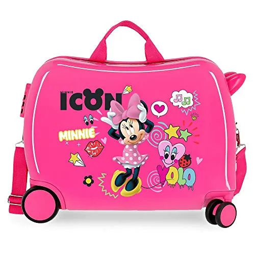 Disney Enjoy Minnie Icon Kinder-Koffer Rosa – 34L, 4 Rollen, 50x38x20 cm - Der perfekte Koffer für kleine Abenteuer! Mit 34 Litern und nur 2,3 kg Gewicht ist er ideal für Kinder (3-7 Jahre). Aus robustem ABS, mit 4 drehbaren Rollen und integriertem Zahlenschloss für sicheres Reisen.