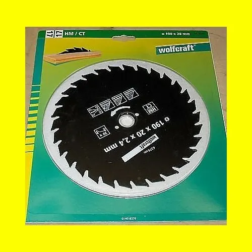 HM Kreissägeblatt 190 x 20 mm von Wolfcraft - Hochwertiges Kreissägeblatt mit 30 Zähnen für präzise Schnitte, ideal für Holz- und Plattenmaterialien. Perfekt für Heimwerker und Profis.
