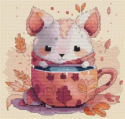 HobbyJobby Kreuzstich-Set Der warme Herbst, Kreuzstich-Set nach Zählmuster für Erwachsene, Nadelhandwerk und Stickset