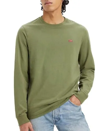 Levi's Herren Long-sleeve Original Housemark Tee Sweater, Bluish Olive, XL EU - Pullover für Herren aus 100% Bio-Baumwolle mit weichem Jersey-Tragegefühl und kleinem gesticktem Housemark-Logo, das klassischen Stil und Nachhaltigkeit vereint.