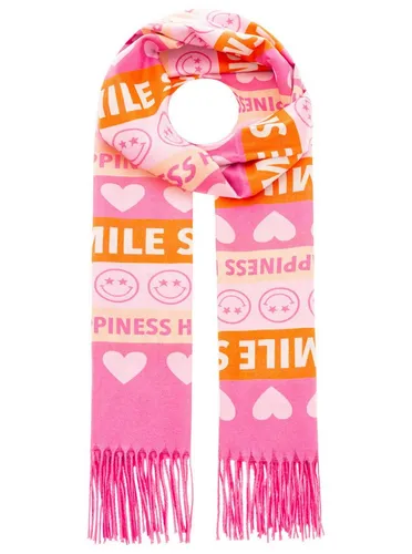 Zwillingsherz Damen Schal Tuch mit Fransen Rosa Smile