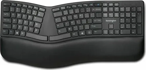 Kensington Pro Fit Ergo Wireless Keyboard - Ergonomische kabellose Tastatur - TASTATUREN - Ergonomisches Design für komfortables Tippen, kabellos über 2.4 GHz und Bluetooth 4.2, ideal für produktives Arbeiten.