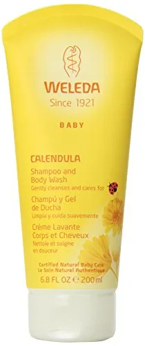 Weleda Calendula Baby Waschlotion und Shampoo 200 ml - Hautpflege für Babys, sanfte Formel ohne Seife, ideal für empfindliche Haut und tägliche Anwendung
